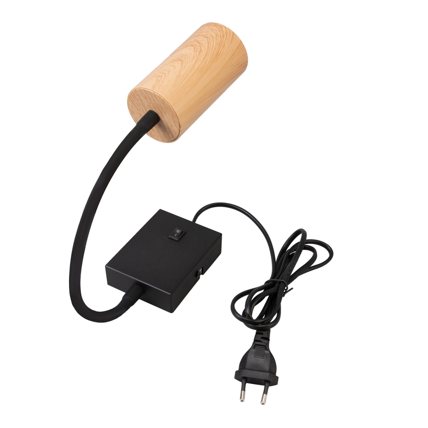 BRILAGI - Flexibilná nástenná lampa s vypínačom SELE 1xGU10/30W/230V čierna/dubový dekor