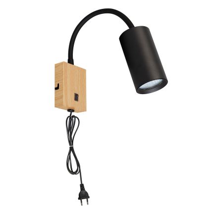Brilagi - Flexibilná nástenná lampa SELE 1xGU10/30W/230V čierna/dubový dekor