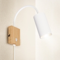 Brilagi - Flexibilná nástenná lampa so spínačom SELE 1xGU10/30W/230V biela/dubový dekor