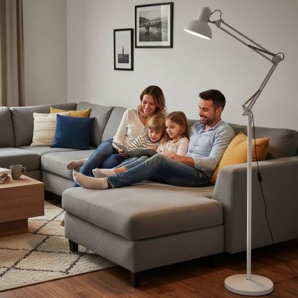 Brilagi - Flexibilná stojacia lampa TASKER 1xE27/60W/230V 184 cm biela