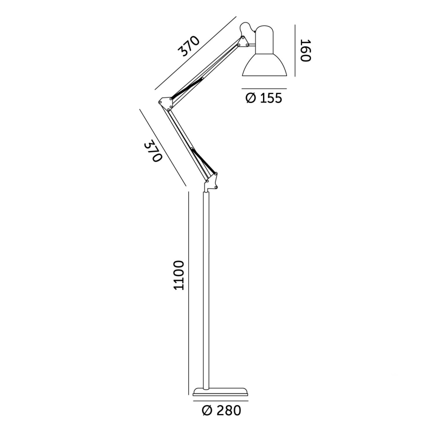 Brilagi - Flexibilná stojacia lampa TASKER 1xE27/60W/230V 184 cm čierna
