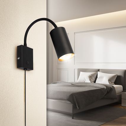 BRILAGI - Flexibilná nástenná lampa s vypínačom SELE 1xGU10/30W/230V čierna/zlatá
