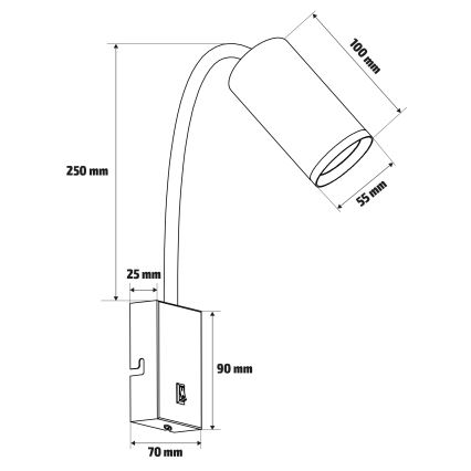 BRILAGI - Flexibilná nástenná lampa s vypínačom SELE 1xGU10/30W/230V čierna/zlatá