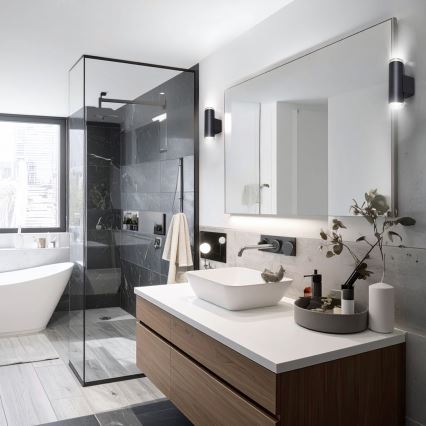 Brilagi - Kúpeľňové nástenné bodové svietidlo SELE AQUA 2xGU10/30W/230V IP44 čierna