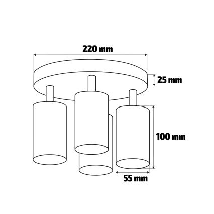 Brilagi - Kúpeľňové bodové svietidlo SELE AQUA 4xGU10/30W/230V IP44 čierna