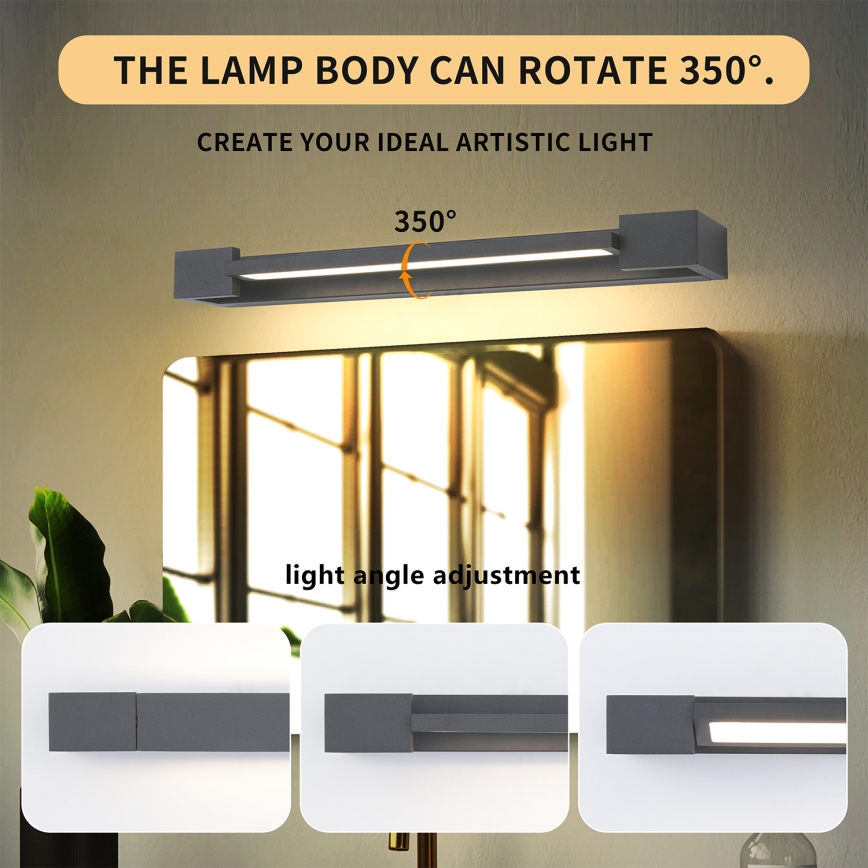 Brilagi - LED osvetlenie kúpeľňového zrkadla AQUA LINE LED/12W/230V 45 cm IP44 antracit CRI 90