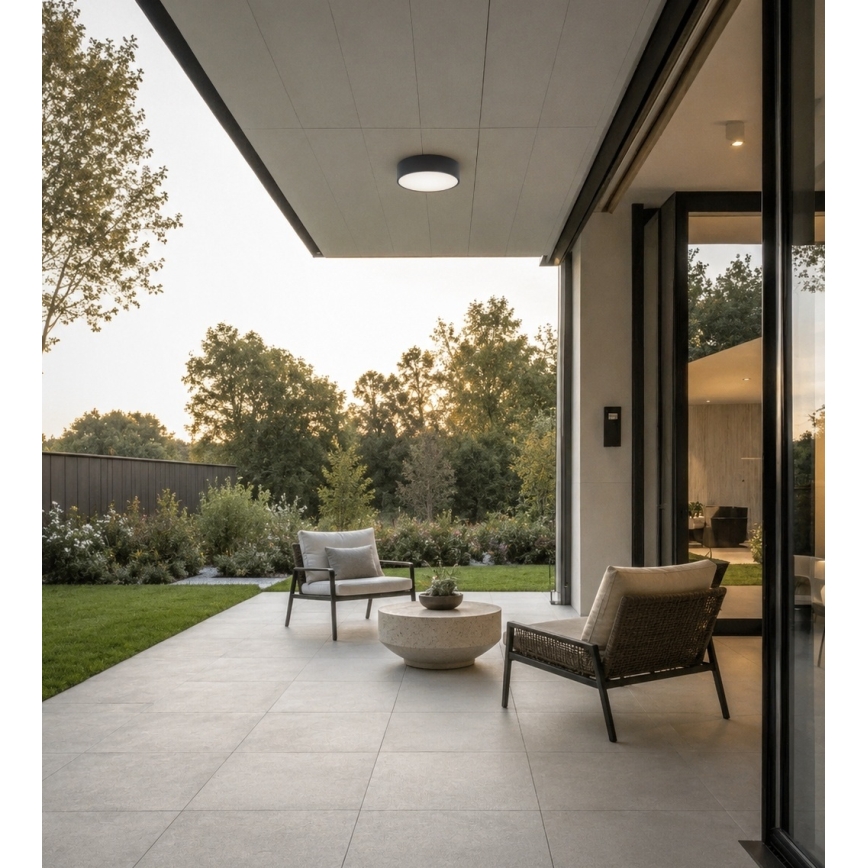 BRILAGI - Kúpeľňové stropné svietidlo so senzorom pohybu a súmraku CLARE 3xE27/24W/230V pr. 40 cm antracit IP54