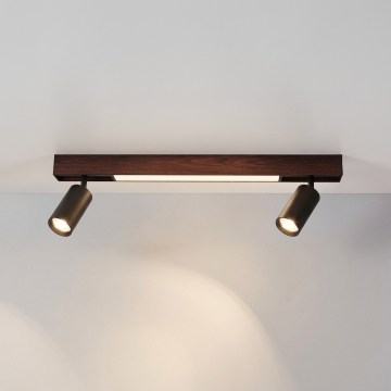 BRILAGI - LED Bodové svietidlo SELE 2xGU10/30W/230V + LED/15W čierna/dekor dubu