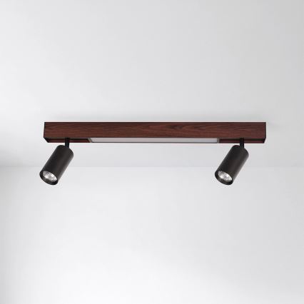 BRILAGI - LED Bodové svietidlo SELE 2xGU10/30W/230V + LED/15W čierna/dekor dubu