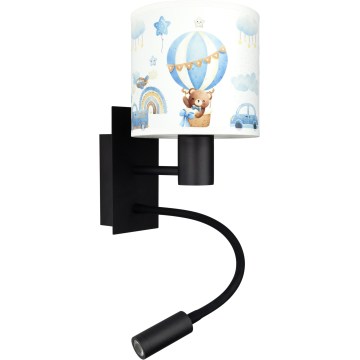 BRILAGI - LED Detská flexibilná nástenná lampa BOBO 1xE27/25W/230V + LED/3W čierna/biela/modrá/medvedíky