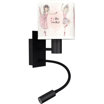 BRILAGI - LED Detská flexibilná nástenná lampa BOBO 1xE27/25W/230V + LED/3W čierna/biela/ružová/baletky