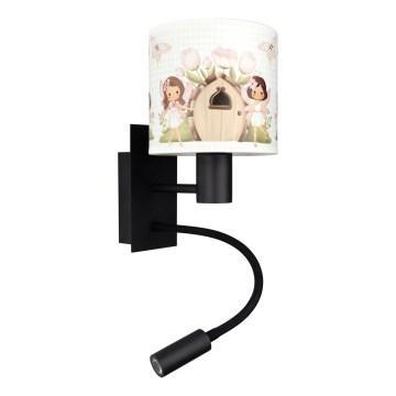 BRILAGI - LED detská flexibilná nástenná lampa BOBO 1xE27/25W/230V + LED/3W čierna/biela/ružová/víly