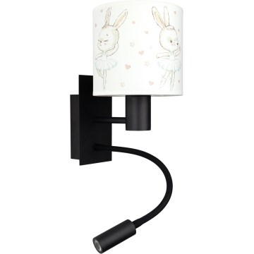 BRILAGI - LED Detská flexibilná nástenná lampa BOBO 1xE27/25W/230V + LED/3W čierna/biela/zajačiky