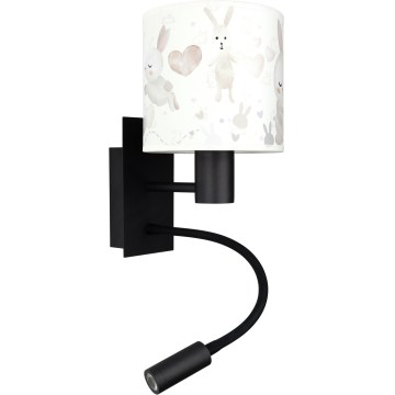 BRILAGI - LED detská flexibilná nástenná lampa BOBO 1xE27/25W/230V + LED/3W čierna/biela/zajačiky