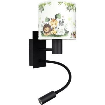 BRILAGI - LED detská flexibilná nástenná lampa BOBO 1xE27/25W/230V + LED/3W čierna/biela/zelená/džungľa
