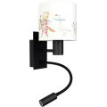BRILAGI - LED Detská flexibilná nástenná lampa BOBO 1xE27/25W/230V + LED/3W čierna/biela/zvieratká