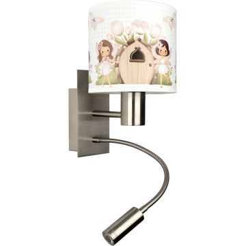 BRILAGI - LED detská flexibilná nástenná lampa BOBO 1xE27/25W/230V + LED/3W matný chróm/biela/ružová/víly