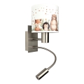 BRILAGI - LED Detská flexibilná nástenná lampa BOBO 1xE27/25W/230V + LED/3W matný chróm/biela/zvieratká