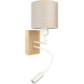 BRILAGI - LED detská flexibilná nástenná lampa BOBO WOOD 1xE27/25W/230V + LED/3W dub/biela/béžová/bodky