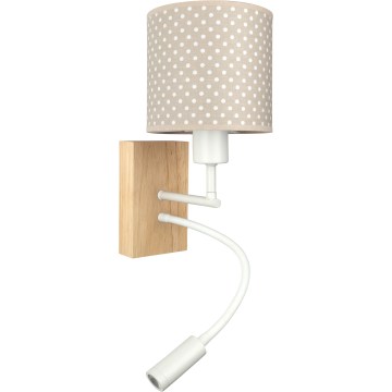 BRILAGI - LED detská flexibilná nástenná lampa BOBO WOOD 1xE27/25W/230V + LED/3W dub/biela/béžová/bodky