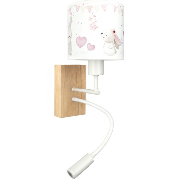 BRILAGI - LED Detská flexibilná nástenná lampa BOBO WOOD 1xE27/25W/230V + LED/3W dub/biela/krémová/zajačiky