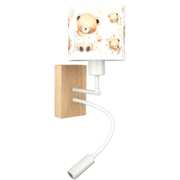 BRILAGI - LED Detská flexibilná nástenná lampa BOBO WOOD 1xE27/25W/230V + LED/3W dub/biela/medvedíky