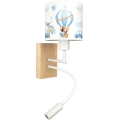BRILAGI - LED detská flexibilná nástenná lampa BOBO WOOD 1xE27/25W/230V + LED/3W dub/biela/modrá/medvedíky