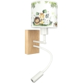 BRILAGI - LED Detská flexibilná nástenná lampa BOBO WOOD 1xE27/25W/230V + LED/3W dub/biela/zelená/džungľa
