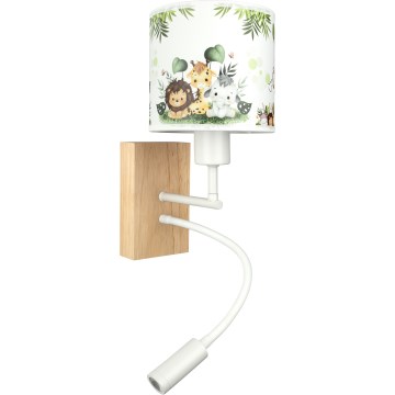 BRILAGI - LED Detská flexibilná nástenná lampa BOBO WOOD 1xE27/25W/230V + LED/3W dub/biela/zelená/džungľa
