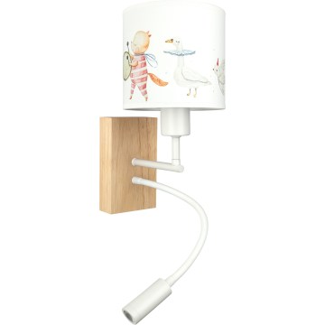 BRILAGI - LED Detská flexibilná nástenná lampa BOBO WOOD 1xE27/25W/230V + LED/3W dub/biela/zvieratká