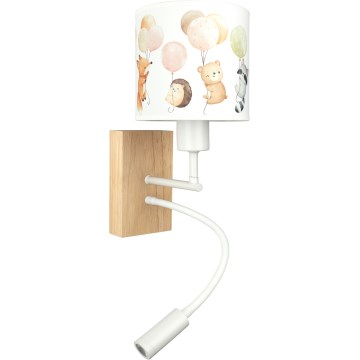 BRILAGI - LED detská flexibilná nástenná lampa BOBO WOOD 1xE27/25W/230V + LED/3W dub/biela/zvieratká