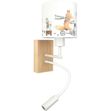 BRILAGI - LED detská flexibilná nástenná lampa BOBO WOOD 1xE27/25W/230V + LED/3W dub/biela/zvieratká