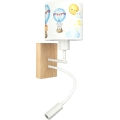 BRILAGI - LED detská flexibilná nástenná lampa BOBO WOOD 1xE27/25W/230V + LED/3W dub/biela/zvieratká