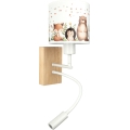 BRILAGI - LED Detská flexibilná nástenná lampa BOBO WOOD 1xE27/25W/230V + LED/3W dub/biela/zvieratká