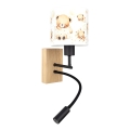 BRILAGI - LED Detská flexibilná nástenná lampa BOBO WOOD 1xE27/25W/230V + LED/3W dub/čierna/biela/medvedíky