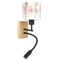BRILAGI - LED detská flexibilná nástenná lampa BOBO WOOD 1xE27/25W/230V + LED/3W dub/čierna/biela/ružová/baletky