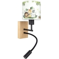 BRILAGI - LED Detská flexibilná nástenná lampa BOBO WOOD 1xE27/25W/230V + LED/3W dub/čierna/biela/zelená/džungľa