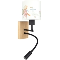 BRILAGI - LED detská flexibilná nástenná lampa BOBO WOOD 1xE27/25W/230V + LED/3W dub/čierna/biela/zvieratká