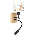 BRILAGI - LED Detská flexibilná nástenná lampa BOBO WOOD 1xE27/25W/230V + LED/3W dub/čierna/biela/zvieratká