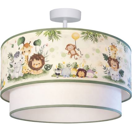 Brilagi - LED detský prisadený luster BOBO 1xE27/60W/230V priemer 40 cm krémová/zelená/džungľa