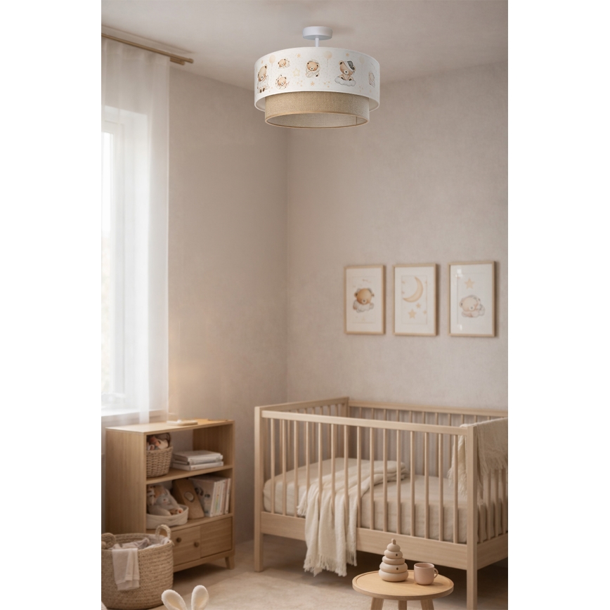 Brilagi-LED Detské prisadené stropné svietidlo BOBO 1xE27/60W/230V, priemer 40 cm, biela/béžová/medvedík