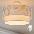 Brilagi-LED Detské prisadené stropné svietidlo BOBO 1xE27/60W/230V priemer 40 cm biela/béžová/s motívom zvierat
