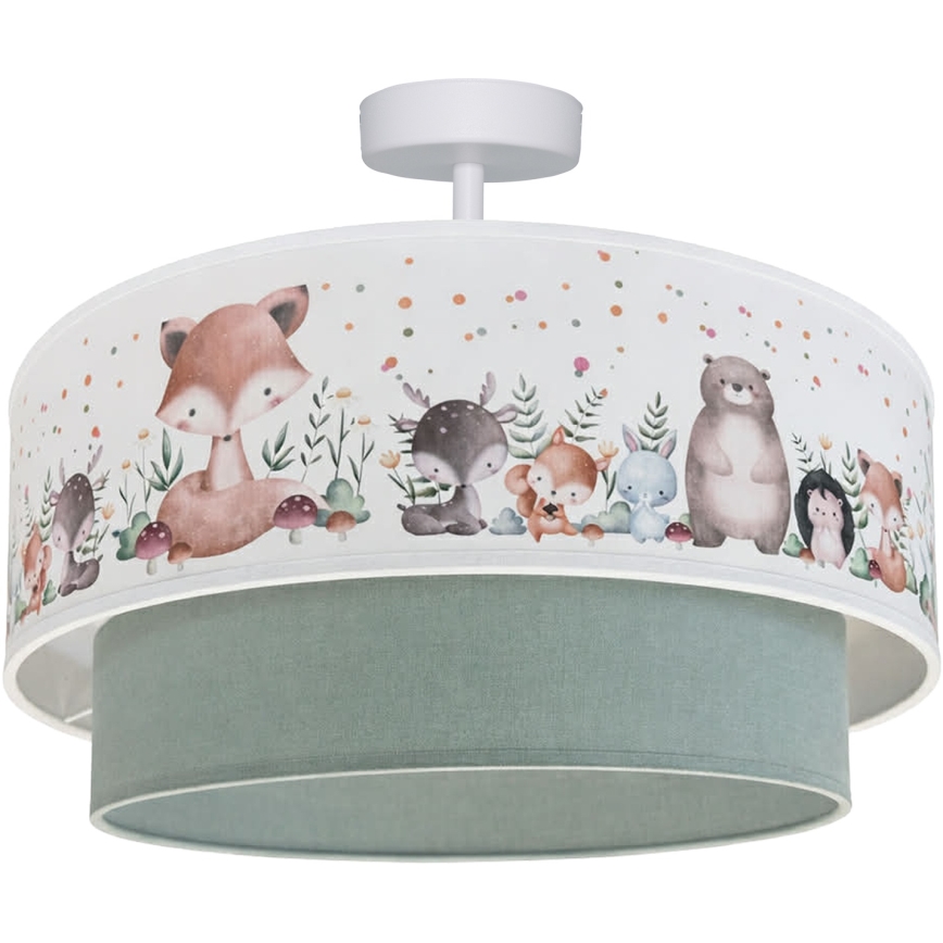 Brilagi - LED Detský prísadený luster BOBO 1xE27/60W/230V pr. 40 cm biela/zelená/zvieratká