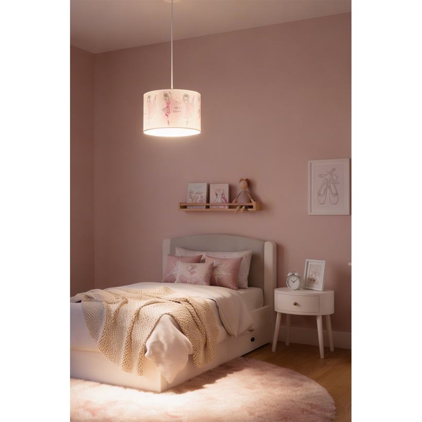 Brilagi - LED detský luster na lankách BOBO 1xE27/60W/230V pr. 35 cm ružová/baletky