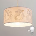 Brilagi - LED detský luster na lanku BOBO 1xE27/60W/230V pr. 35 cm biela/jednorožce