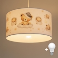 Brilagi - LED detský luster na lanku BOBO 1xE27/60W/230V pr. 35 cm biela/medvedíky