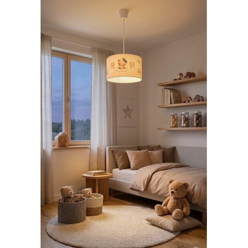 Brilagi - LED detský luster na lanku BOBO 1xE27/60W/230V pr. 35 cm biela/medvedíky