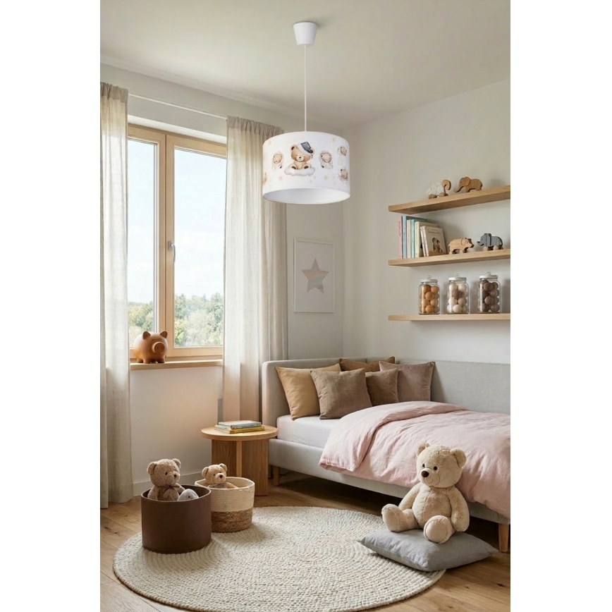 Brilagi - LED detský luster na lanku BOBO 1xE27/60W/230V pr. 35 cm biela/medvedíky