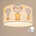 Brilagi - LED detský luster na lanku BOBO 1xE27/60W/230V pr. 35 cm biela/so zvieratkami