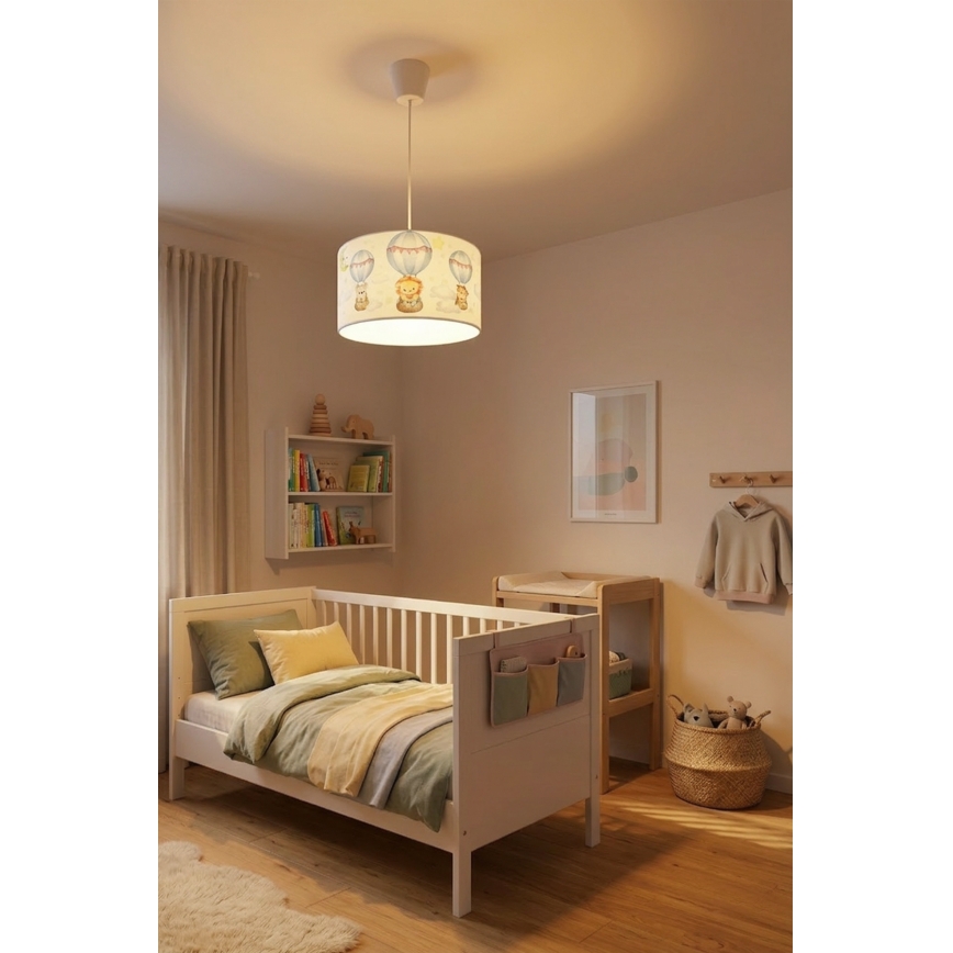 Brilagi - LED detský luster na lanku BOBO 1xE27/60W/230V pr. 35 cm biela/so zvieratkami